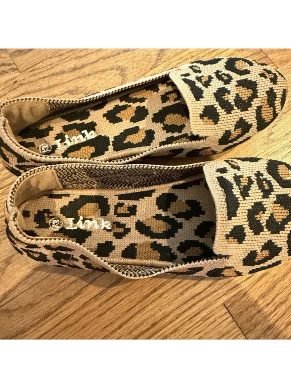 Link Girls Kids Leopard Washable Flat Shoes Brown Black Size 13